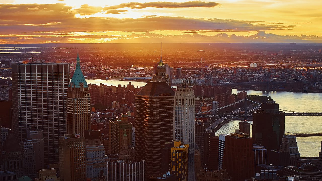 1 min of New York Morning Golden Hour from Helicopter - Doors-Off