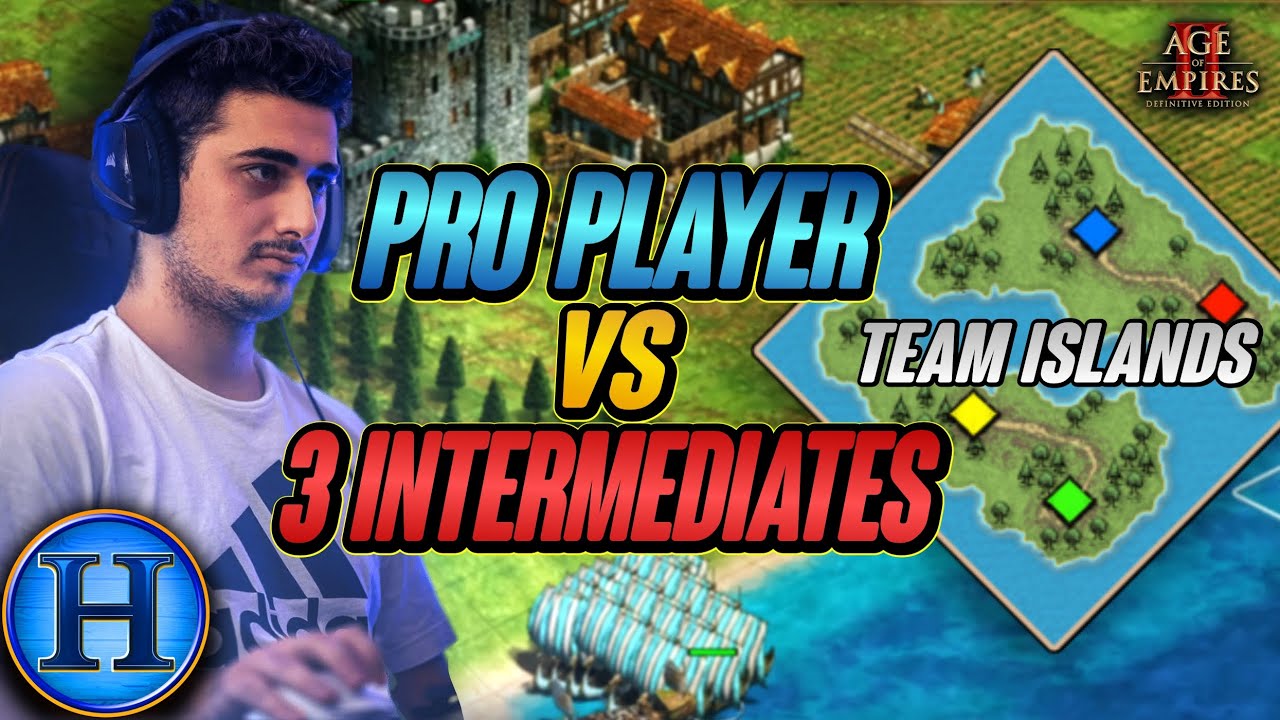 1 Pro vs 3 Intermediate Players ON TEAM ISLANDS | AoE2