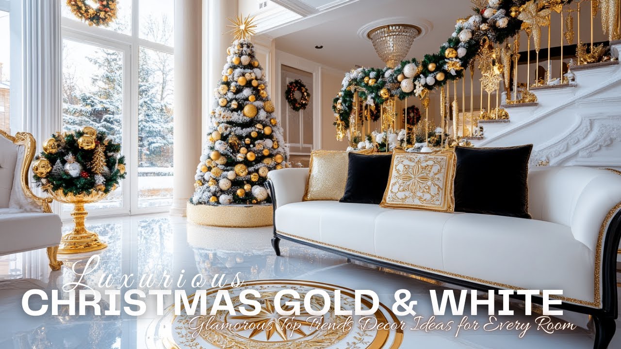 Luxurious Christmas Gold and White Elegance: Glamorous Top Trends Decor Ideas for Every Room