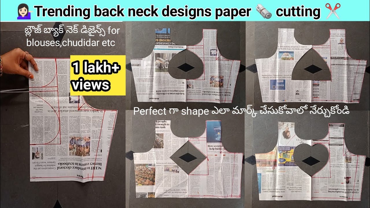 Trending back neck designs paper 🗞️ cutting ✂️ for blouses ,chudidars, longfrocks etc..|neck designs
