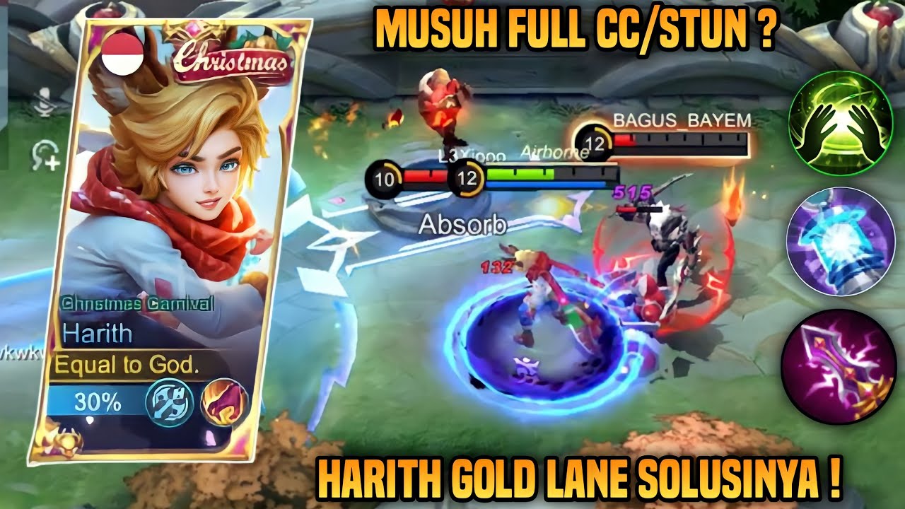 SOLUSI TEPAT KETIKA MELAWAN HERO CROWD CONTROL ADALAH HARITH GOLD LANE ! TOP GLOBAL HARITH - MLBB