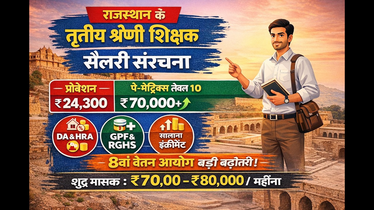 What is the salary of a Rajasthan 3rd Grade Teacher? 🤔 Complete math from probation to ₹80,000 #s...