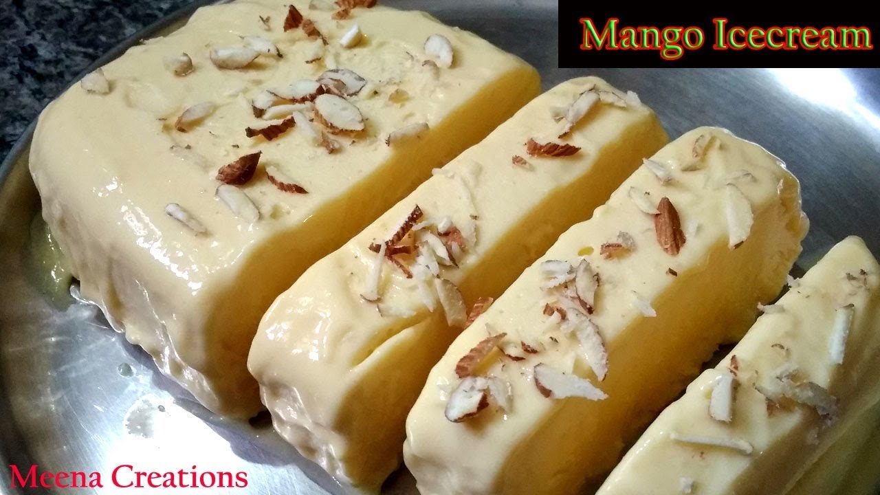 Almonds Mango Ice Cream recipe Without Cream, Beater, Condensed Milk | मैंगो आइसक्रीम