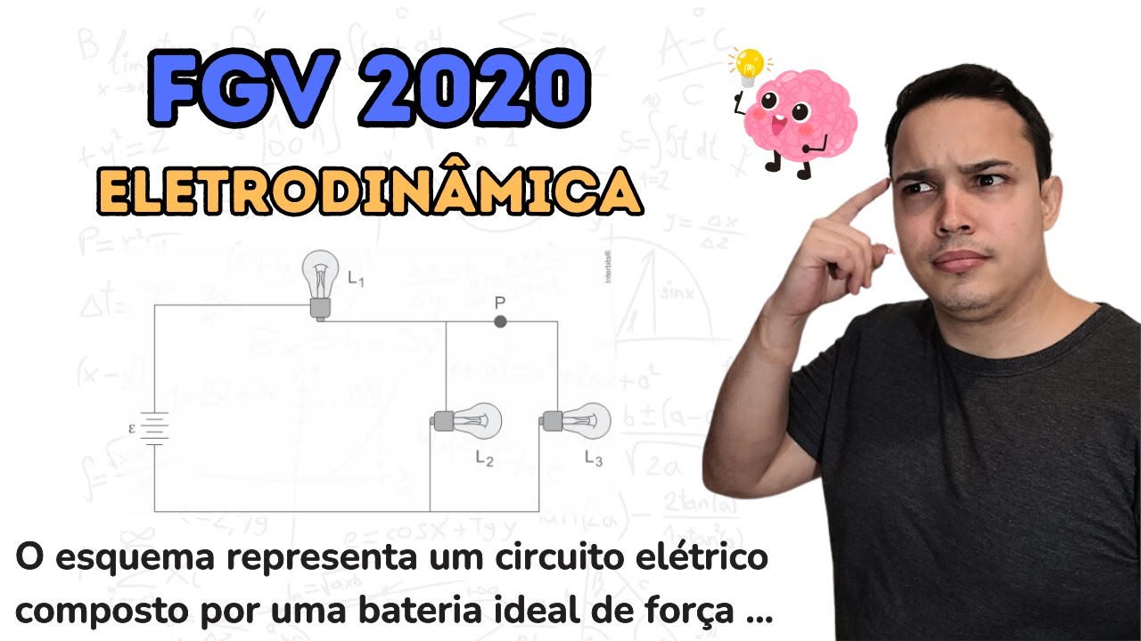 FGV 2020 - O esquema representa um circuito elétrico composto por uma bateria ideal de força