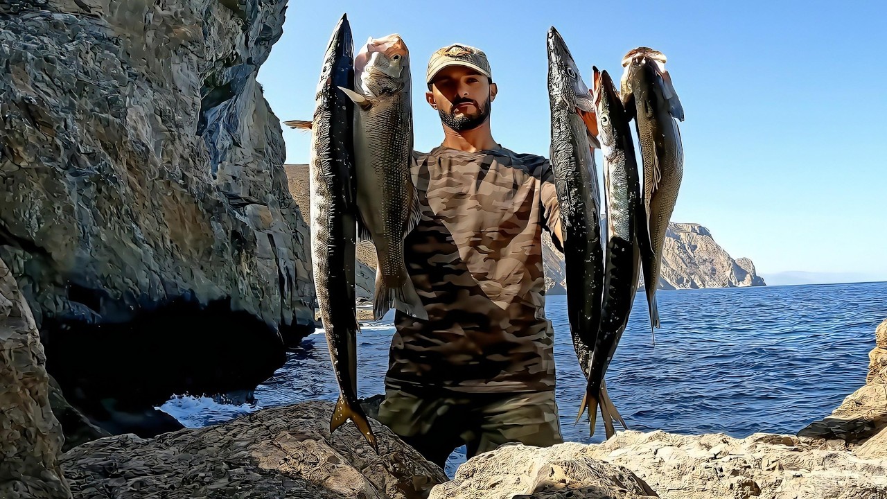 Cliffs, Fishing & Primitive Cooking | Solo Adventure on a Remote Beach