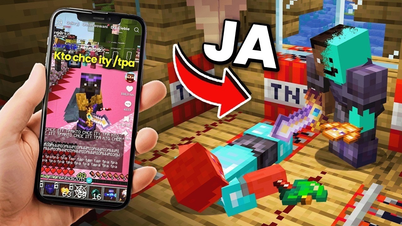 Użyłem TIK TOKA, żeby STRAPOWAĆ GRACZY w MINECRAFT