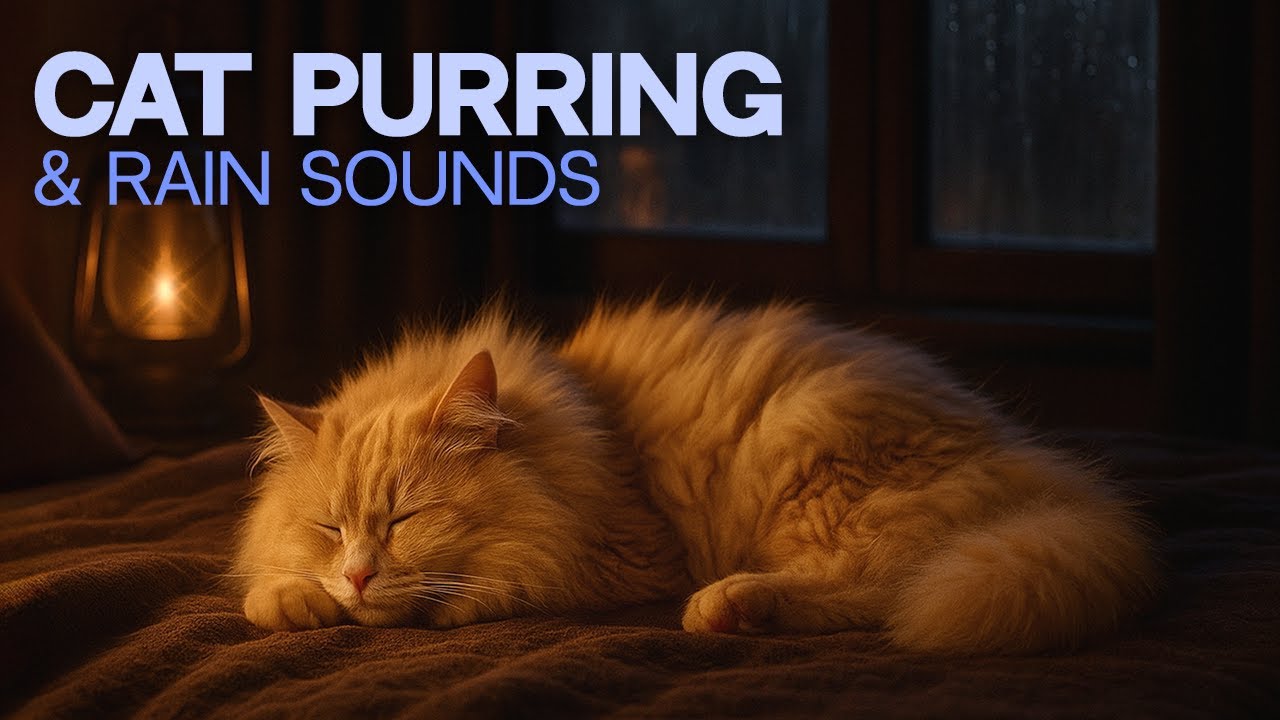 Cozy Cat Purr and Rain Sounds for Relaxing and Sleeping | 12 hours | Gentle Cat Purring