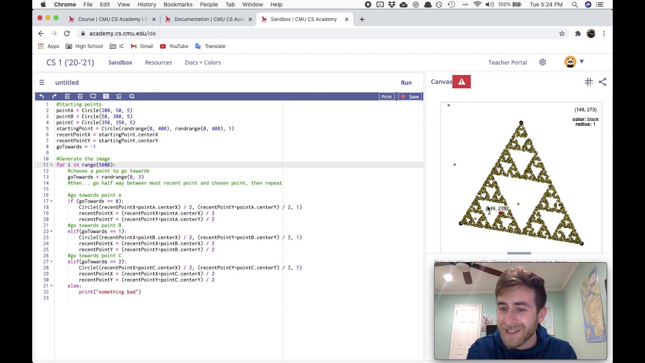 Implementing our own Sierpinski Triangle Generator - CMU CS Academy 8.2.1
