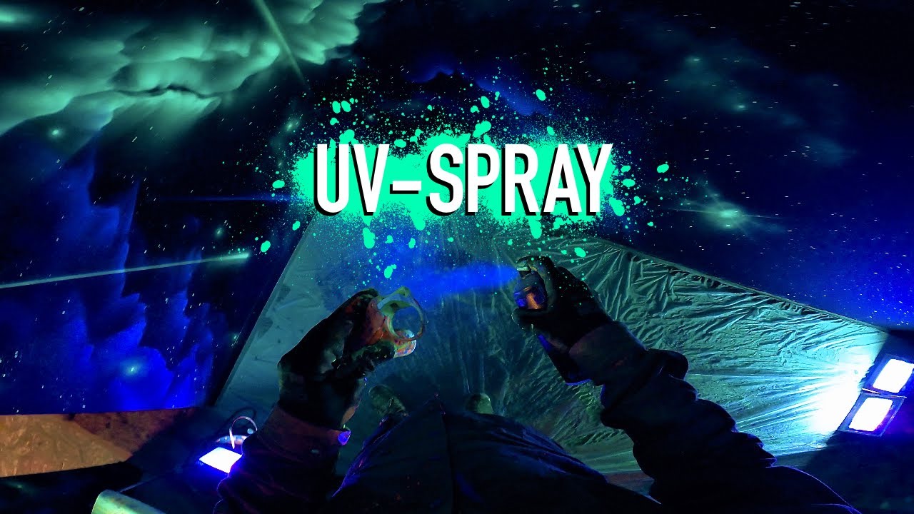 Fluorescent UV Spray Paint Action | Graffiti Commission for a LaserTag Arena
