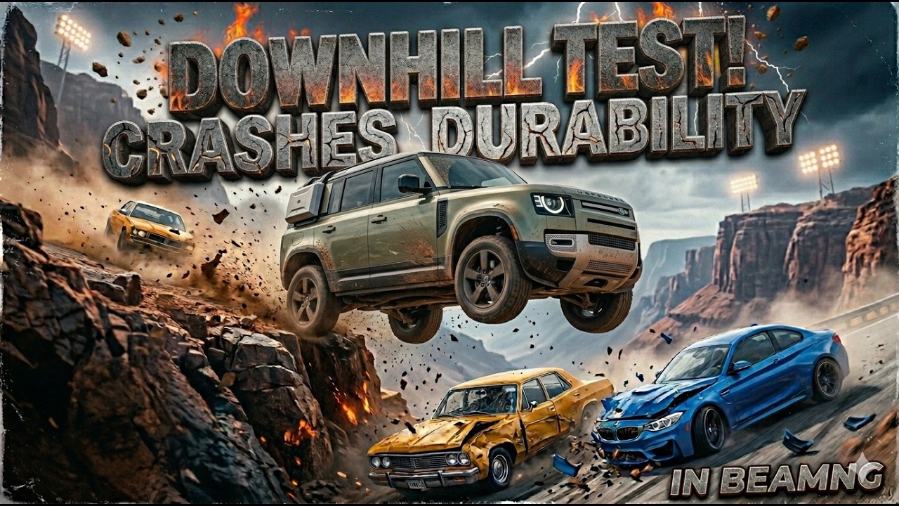 Let’s see which car can pass the downhill test BeamNG 