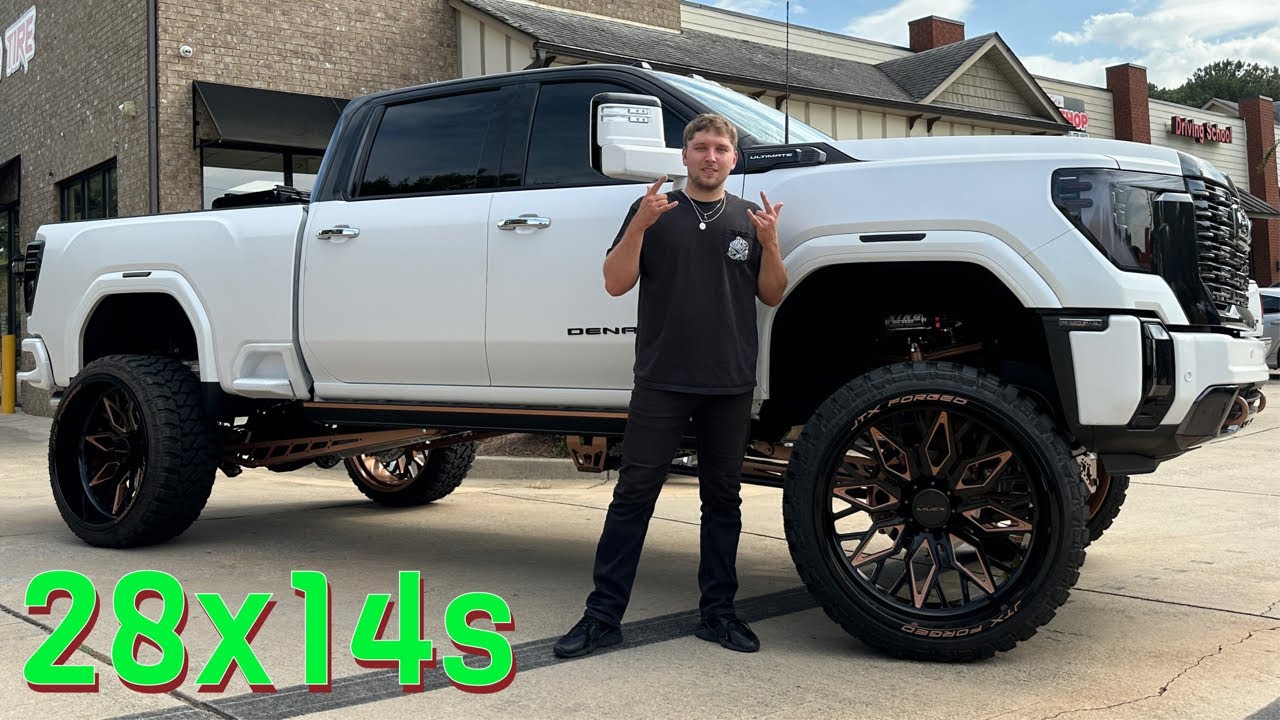 CUTTING HIS DREAM TRUCK TO FIT 28x14s | HUGE 2024 DENALI on 28x14 JTX and COPPER MCGAUGHYS 7-9