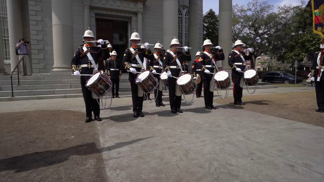 The Omagh Protestant Boys Melody Flute Band performing in Savannah, Georgia, USA