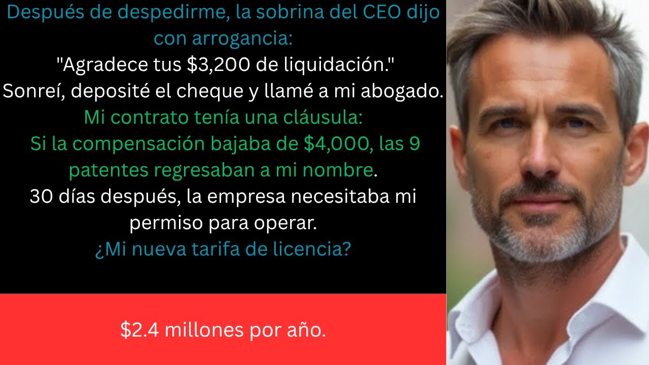 ¿La sobrina del CEO me despidió? ¡Su cheque de $3,200 activó una cláusula de reversión de patentes!