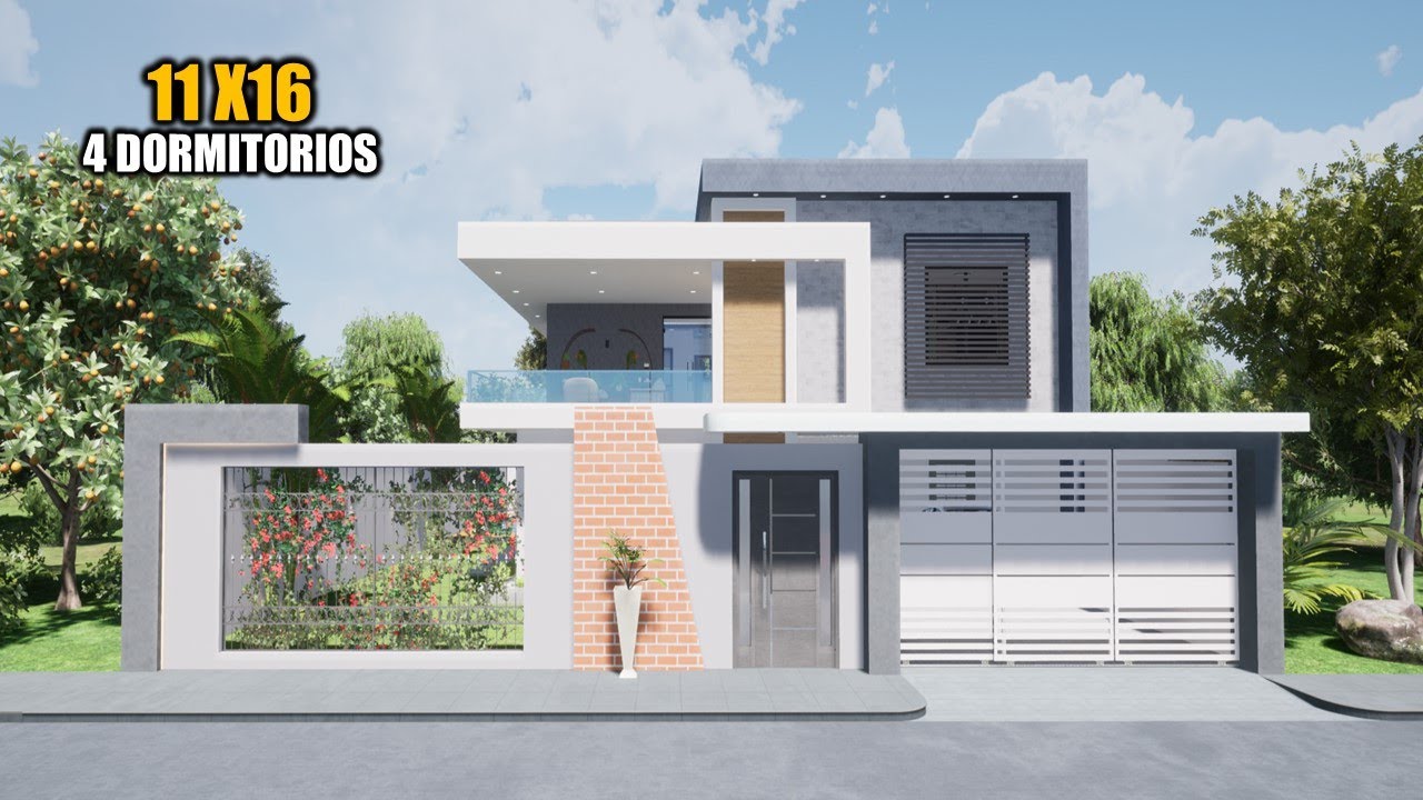 CASA DE DOS PISOS CON 4 DORMITORIOS 11x16 (JMC ARQ)