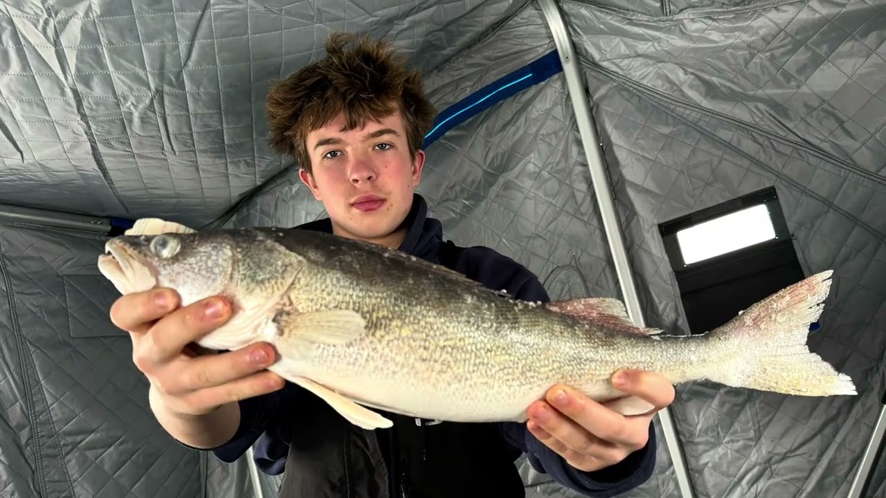 Ice fishing# Saginaw bay #walleye #snowmobile 