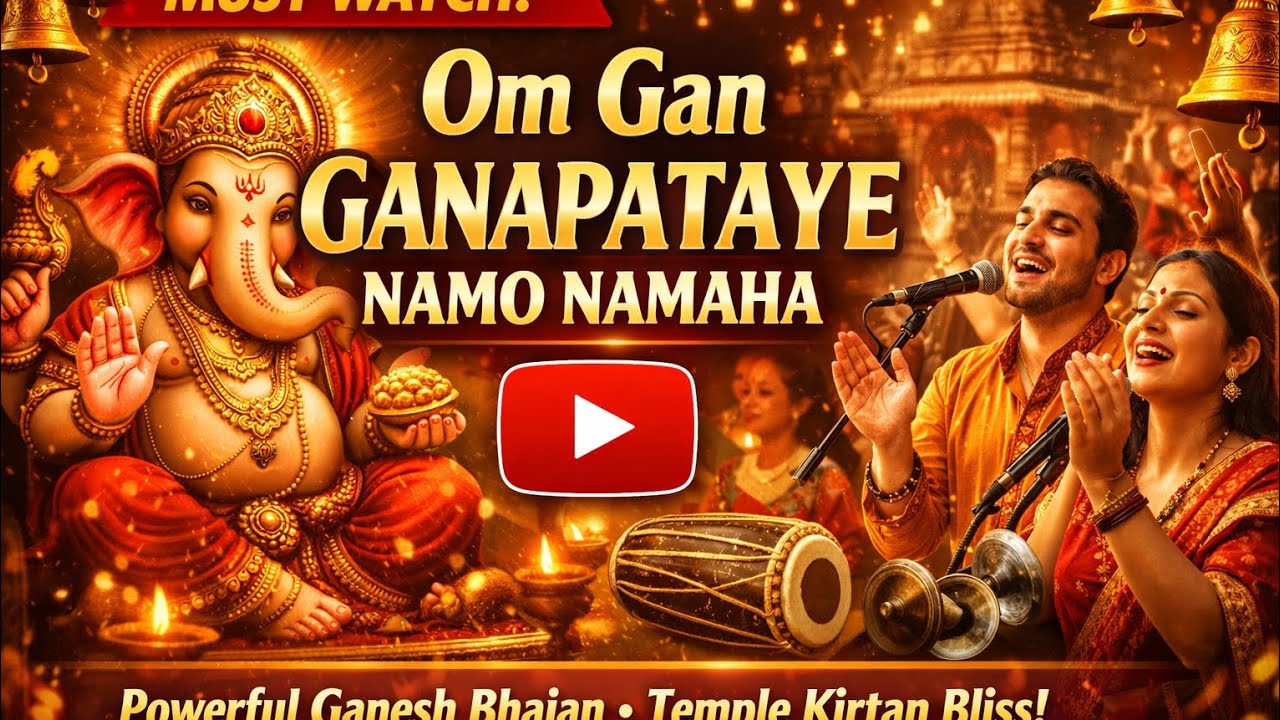 Om Gan Ganapataye Namo Namaha 🔥 Powerful Ganesh Bhajan | Remove All Obstacles | Temple Kirtan Bliss 