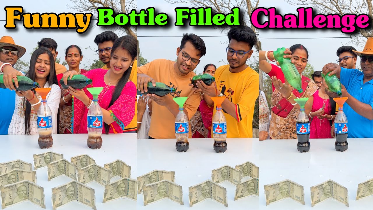 Bottle Filled First Win Money Funny Game Challenge