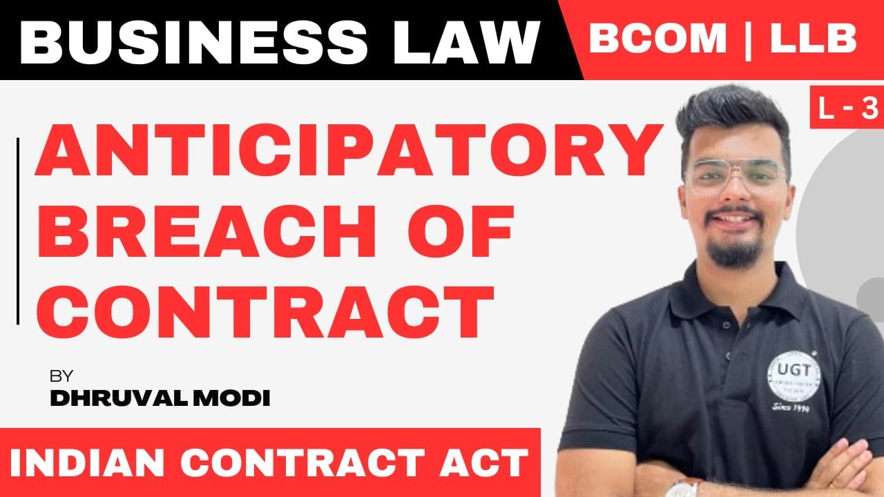 Anticipatory Breach of Contract | Bcom Sem 5 | Lecture - 3 | UGT