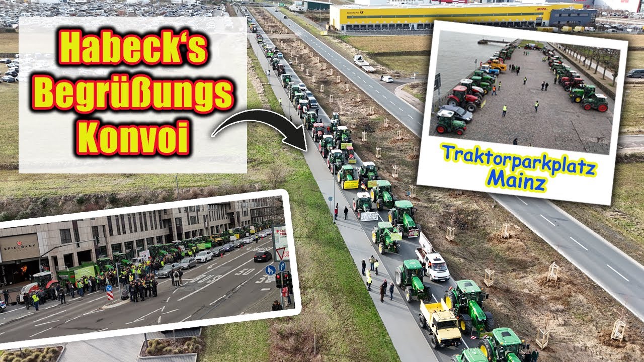 Traktor Konvoi zum Empfang von Habeck in Mainz🚨🚜| Rheingoldhalle