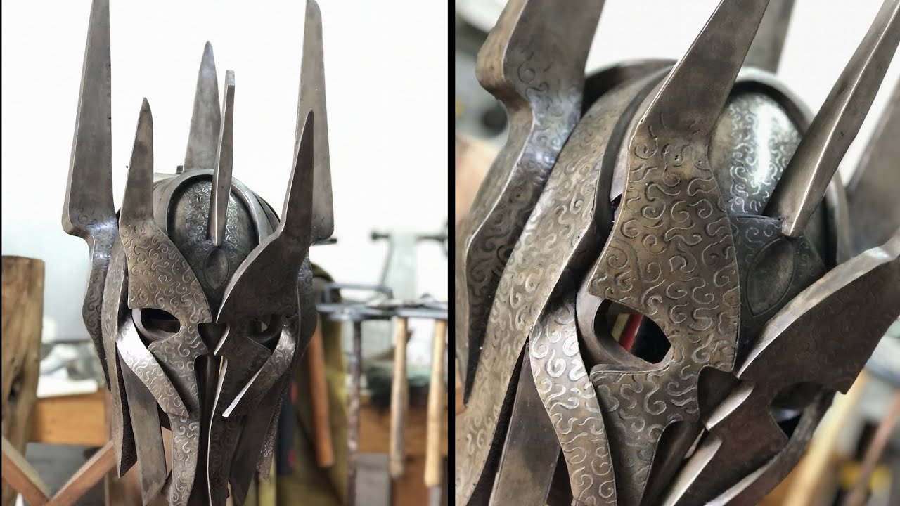 Making sauron's helmet 100% steel plate...! LOTR. How to make Sauron helmet...!
