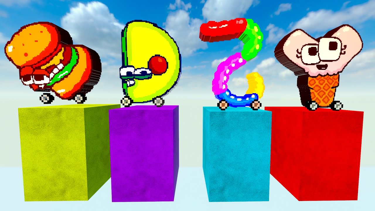 Food Alphabet Lore Cars vs Wave Bridge & Wind Turbine Challenge in Teardown