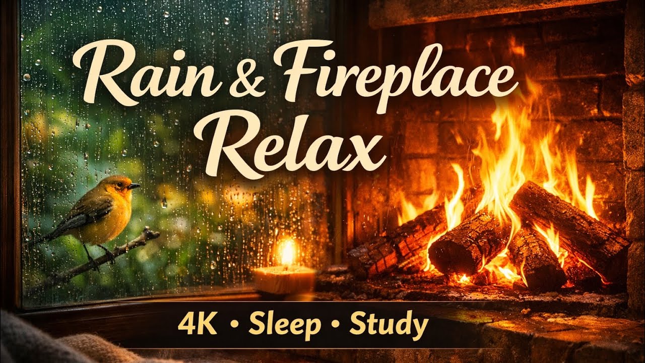 Rain & Fireplace Ambience with Soft Wish Sounds | Deep Relaxation, Sleep, Study