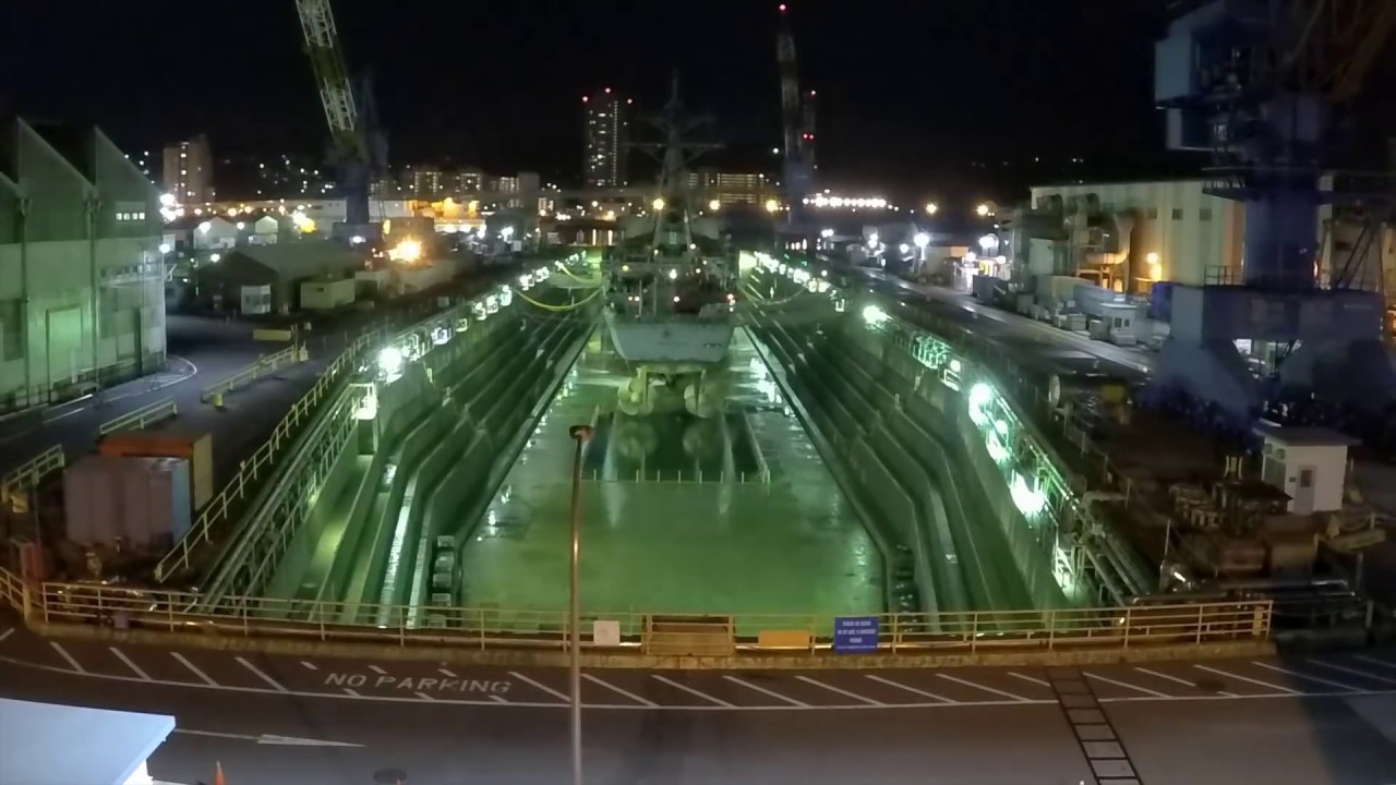 USS Benfold Dry Dock 2019 - Dock fill up and drain Combo - RAW