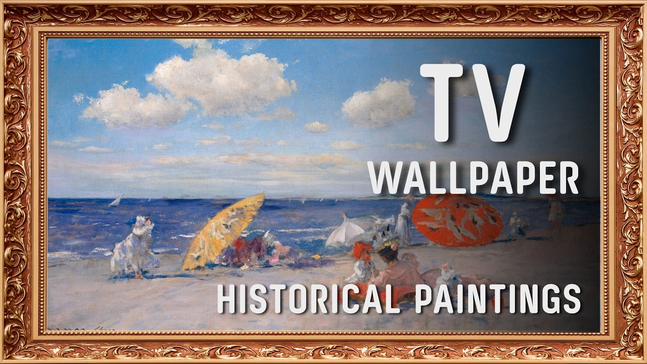At the Seaside - William Merritt Chase - Impressionist Beach Art for TV Wallpaper