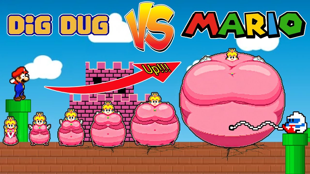 Cuentos SSBBW – La princesa Peach super size y el P balloon / Digdug y Mario bros parodia –