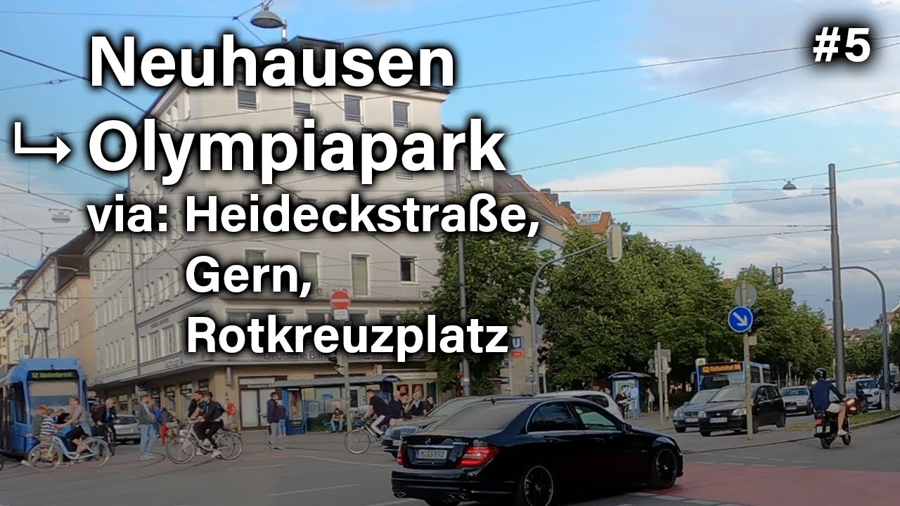 ⁴ᴷ³⁰🚲 Cycling in Munich:  Neuhausen, Rotkreuzplatz, Olympiapark — #5 — (July 6, 2020)