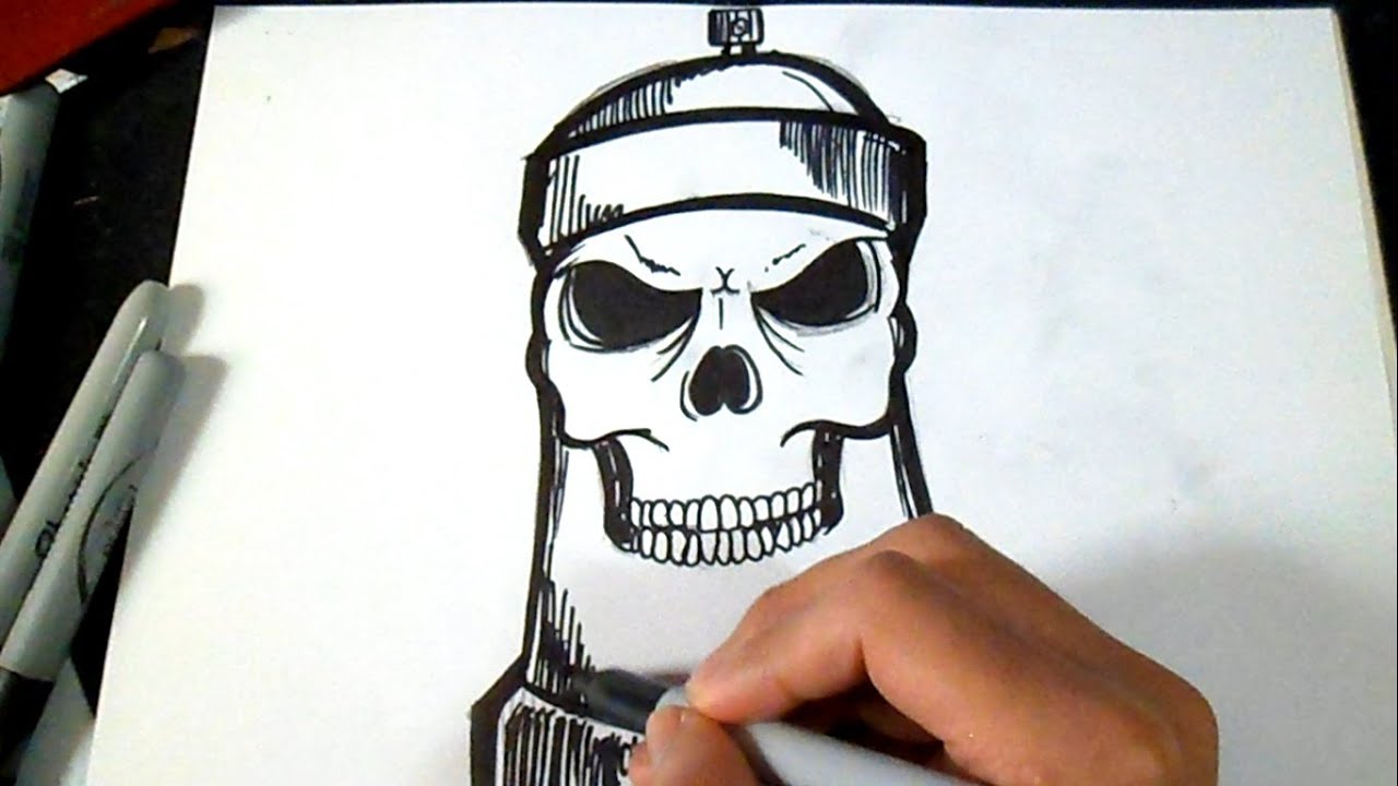 Cómo dibujar Lata de spray en Forma de Craneo