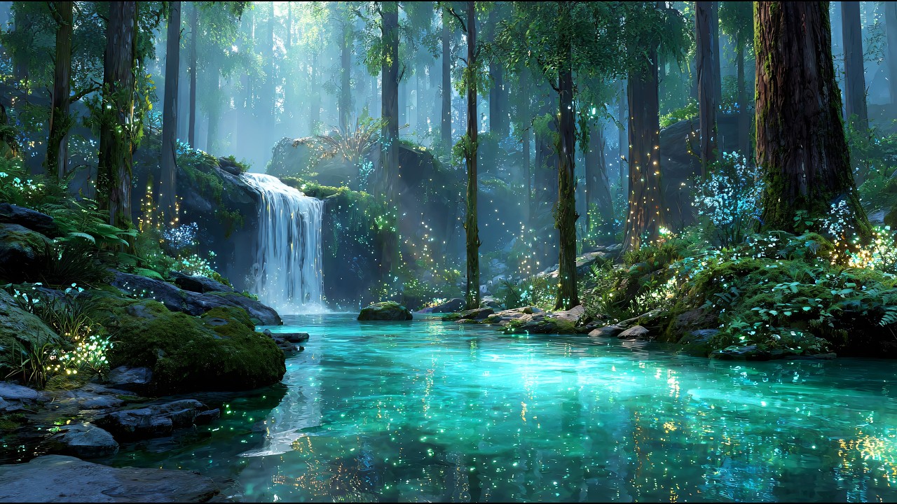 Emerald waterfall - Peaceful Music for Deep Focus and Relaxation (1 Hour)