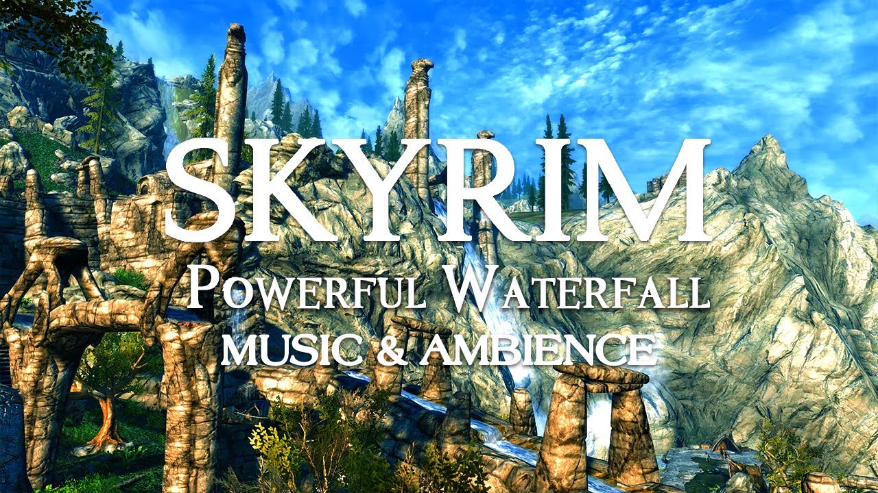 Powerful Waterfall In Skyrim | The Elder Scrolls: Skyrim | Relaxing Atmospheric Music and Ambience
