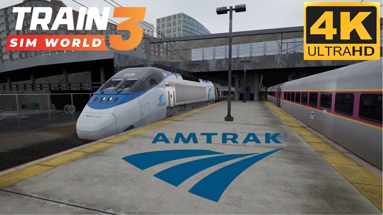 NORTHEAST CORRIDOR - AMTRACK ACELA | PROVIDENCE TO BOSTON CAB RIDE | TSW3 | 4K⁶⁰