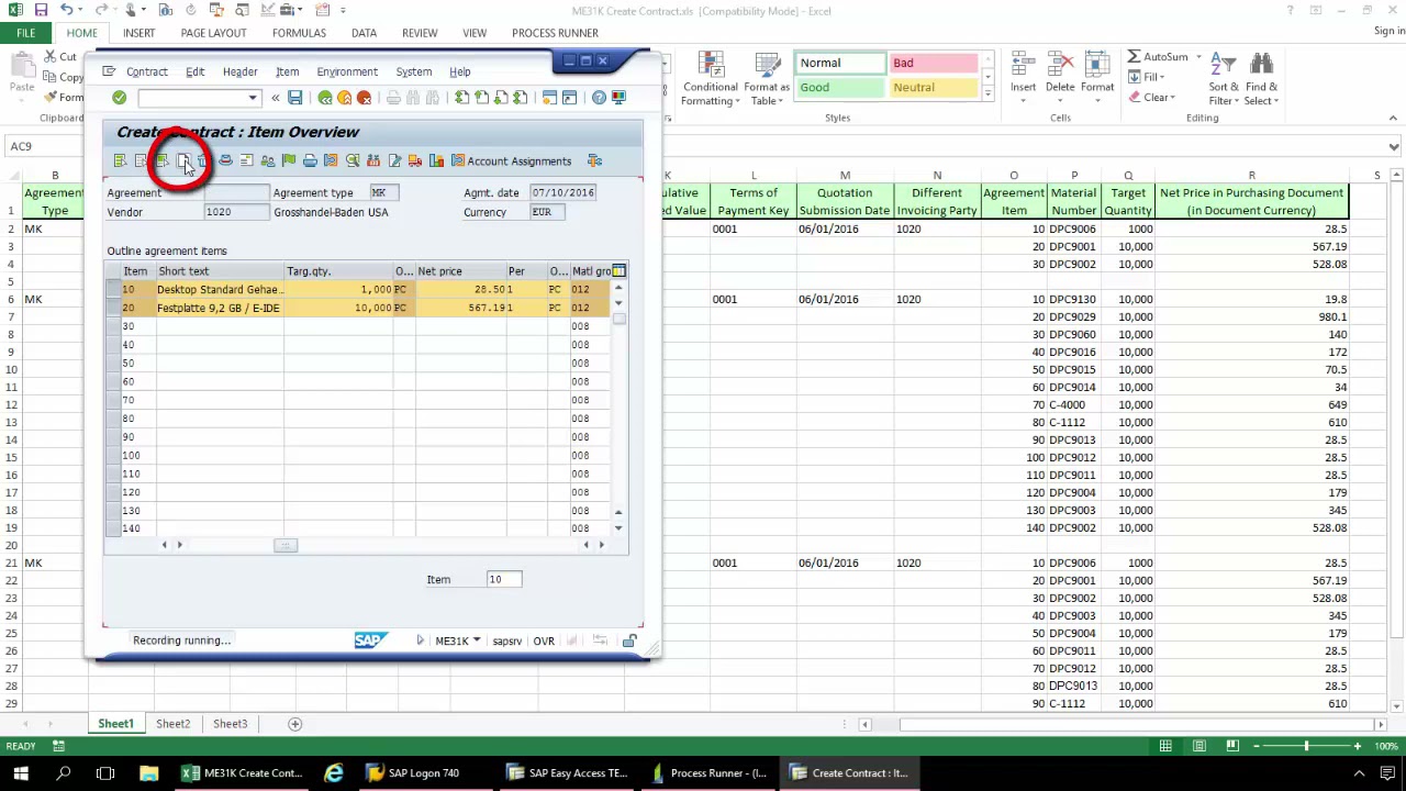 ME31K Create Contract