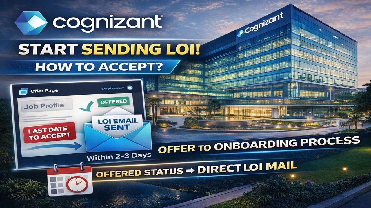 Cognizant LOI Started🚀 | How To Accept LOI? | Deadline? | Offered Status → Direct LOI Mail in 3 Days