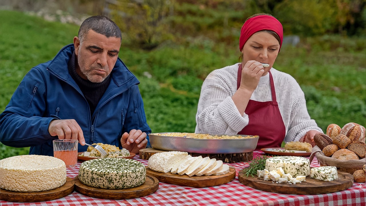 Making Tender Cheese from Fresh Milk and a Warm Mountain Village Dinner
