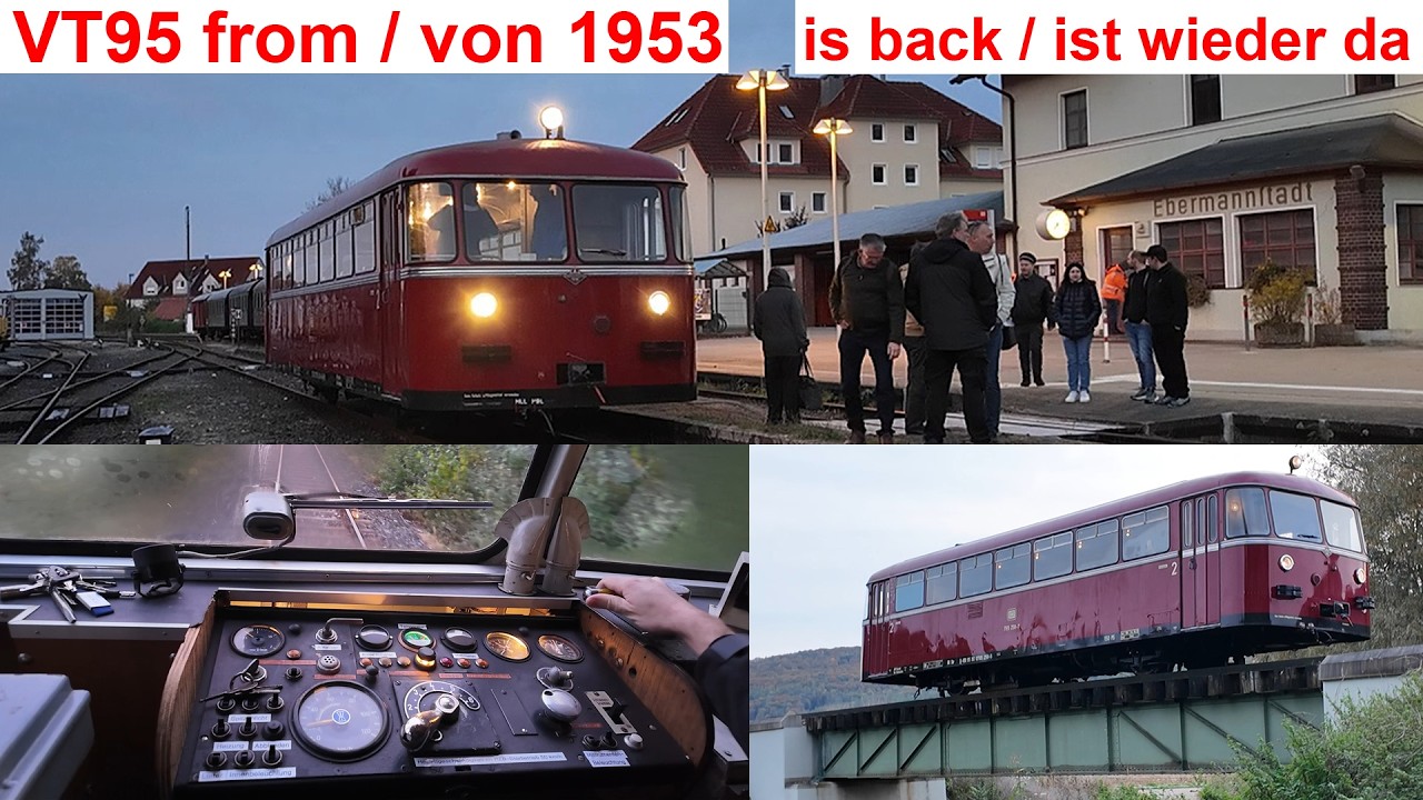 VT95-Schienenbus in neuem Glanz auf Sonderfahrt durchs Wiesenttal VEB 795 256-7 @ Spur1-Tage 2025