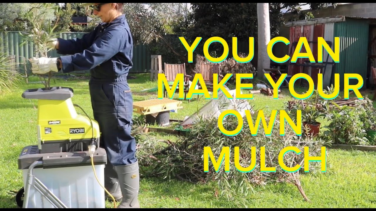 Making mulch at home using Ryobi 2400W Crushing Shredder.