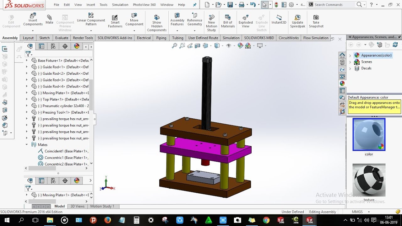 How to design 4 Pillar Press Assembly in solidworks