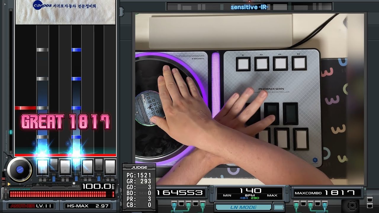 [BMS] sensitive -IR- Full Combo with IIDX Controller.