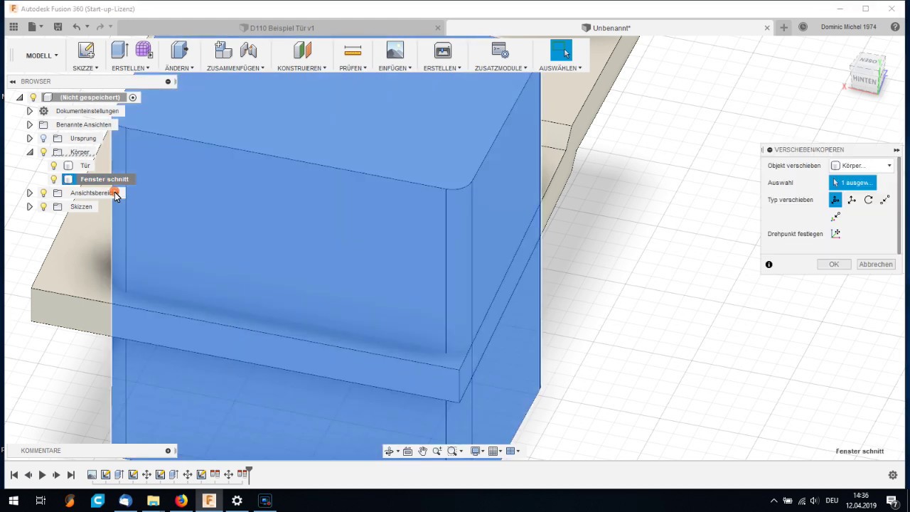 Fusion 360  - Beispielhaft von der Skizze zum Bauteil