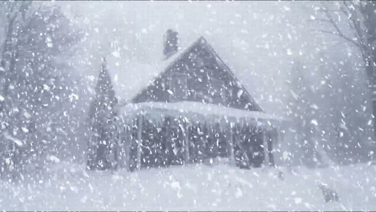 Howling Blizzard Winds and Heavy Snowstorm Across a Frozen Winter Landscape for Deep Sleep