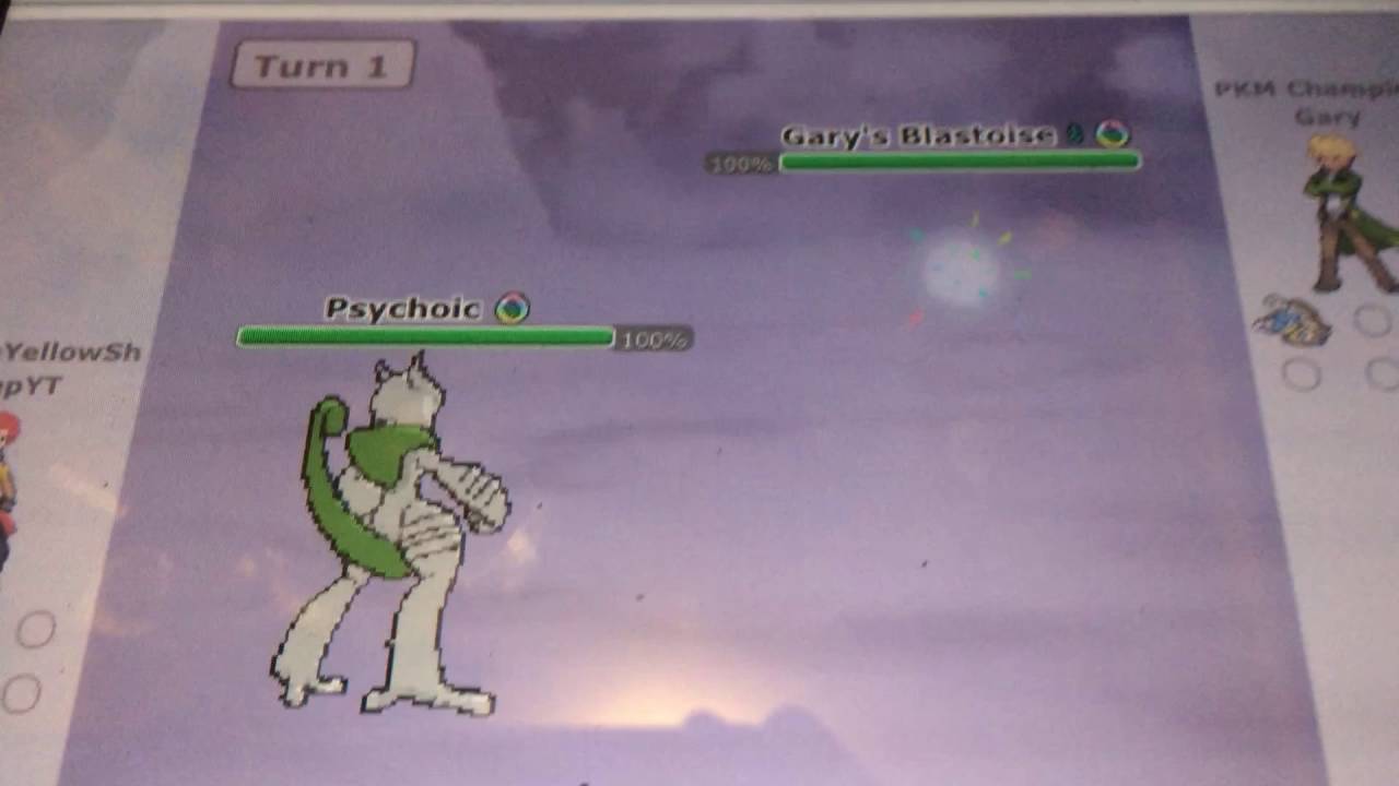 My starter MewTwo beats Gary's starter Blastoise