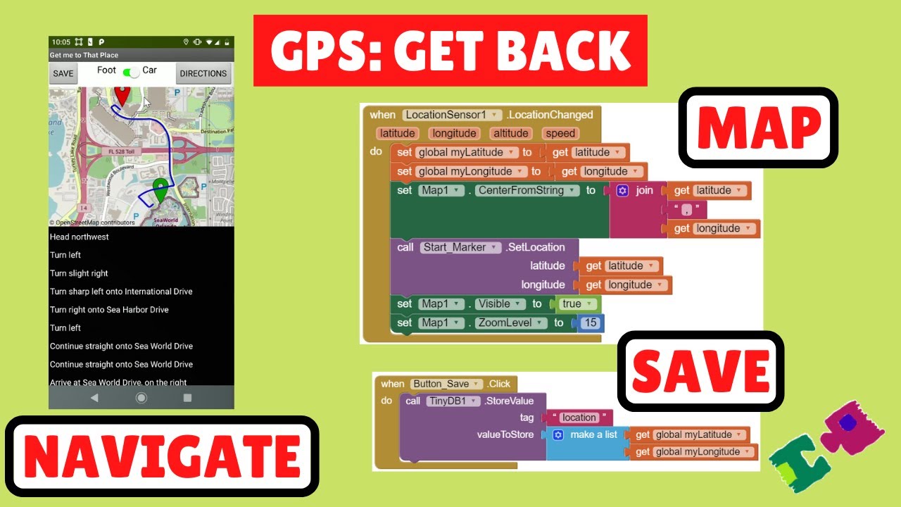 MIT App Inventor 2 Location Services: Navigate to a Saved Location
