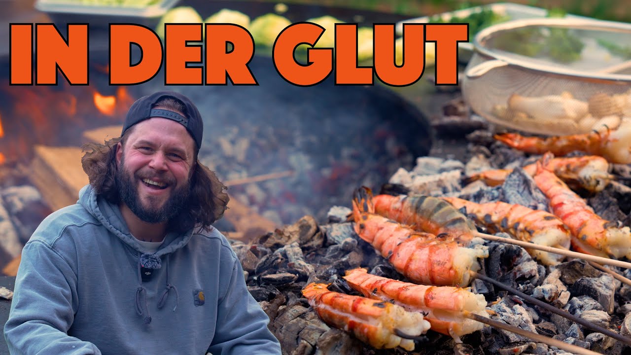 Kochen am Feuerring wie Lennox Hastie | Gambas & Gemüse am offenen Feuer | Feuerküche pur 