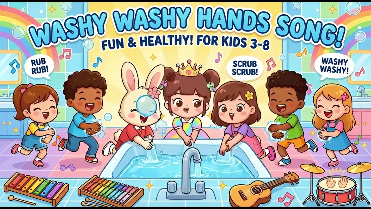 Washy Washy Hands Song | Fun Hand Washing Song for Kids 3-8 | Learn to Wash Hands Properly