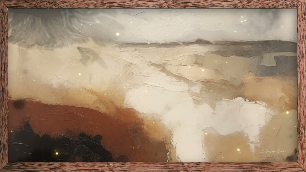 Neutral Earth Tones Painting | Abstract Landscape Wood Frame TV Art with Ambient 432 Hz in 4K