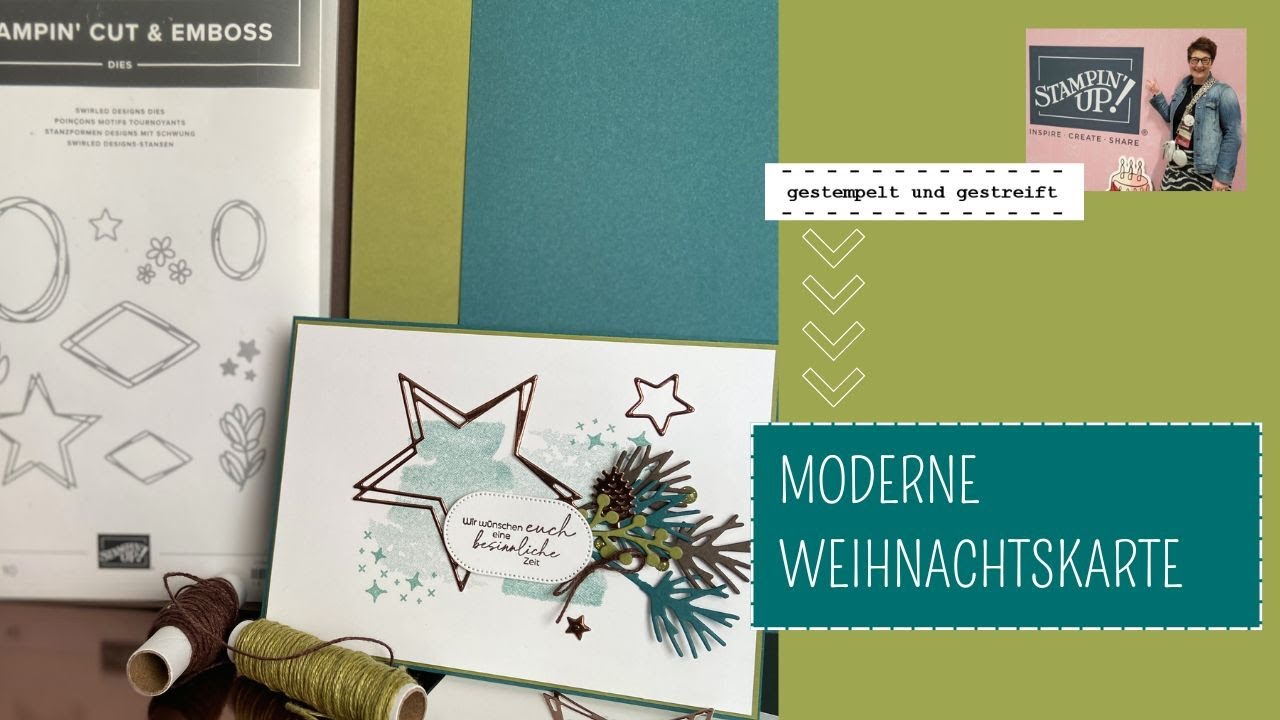 Moderne Weihnachtskarte mit Produkten von Stampin´Up! | Swirled Designs |  Bezaubernde Zweige