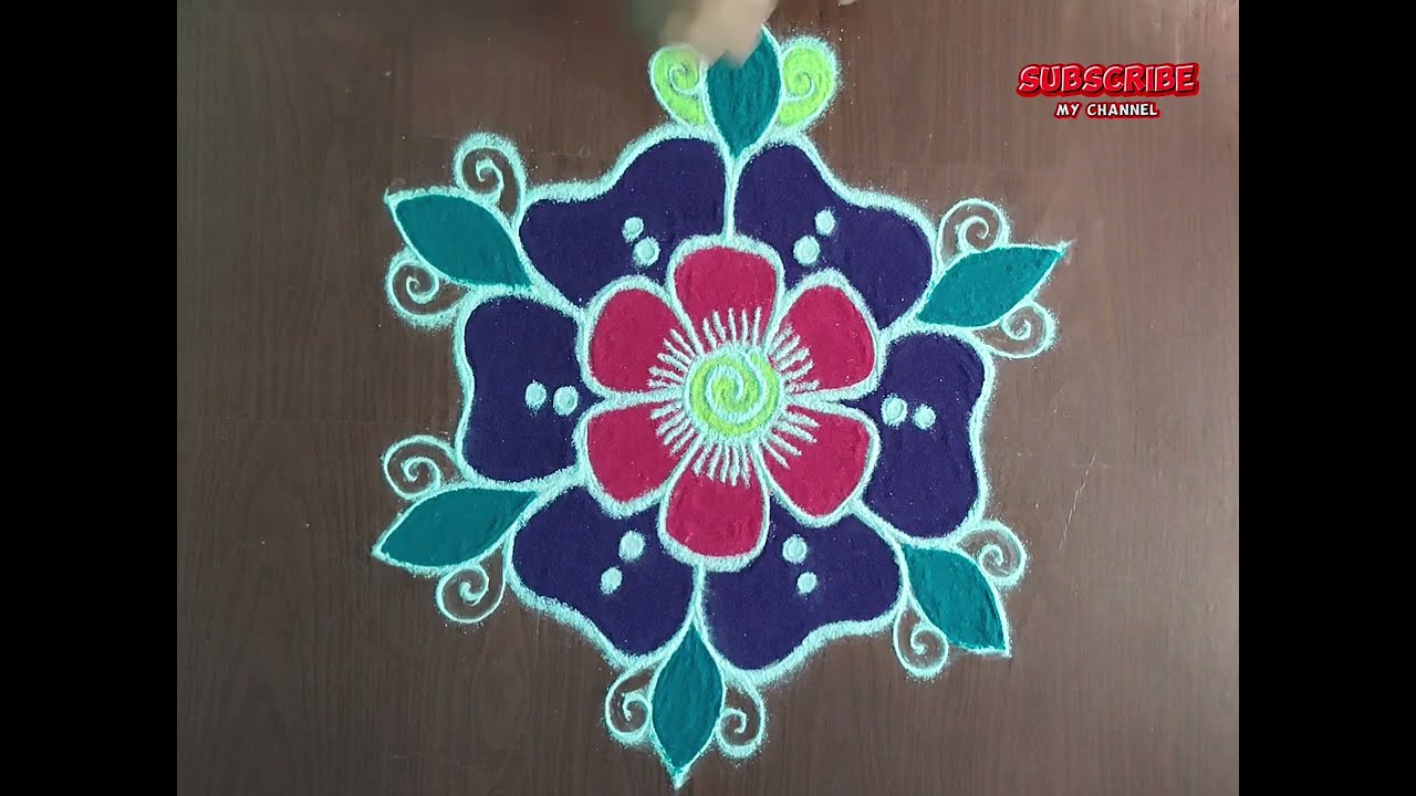 ஃபிளவர் ரங்கோலி #easykolam #easyRangoli #dailykolam #colorkolam #muggulu #arts🎨🎭🎨
